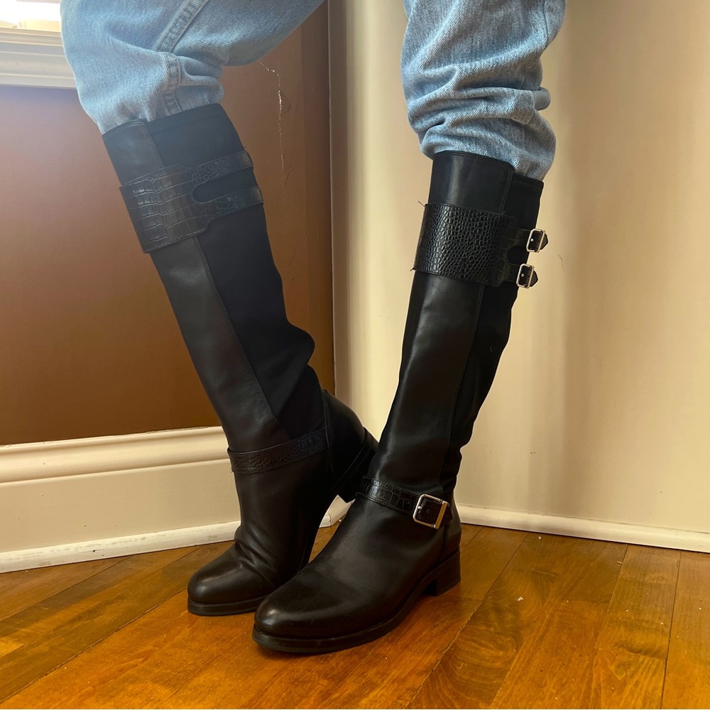 Cole Haan Croc Embossed Knee High Leather Boots • Size: 8 Women’s •